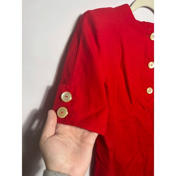 Valentino Miss V Dress Women's Size 8 Red Vintage Wool Midi Length Office Work - Picture 3 of 8